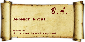 Benesch Antal névjegykártya